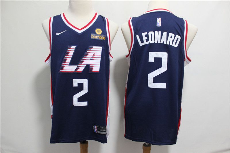 Men Los Angeles Clippers 2 Leonard Blue City Edition Game Nike NBA Jerseys